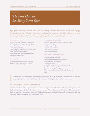 The recipe page, First Harvest Blackberry Sweet Rolls
