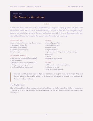 The recipe page, The Samhain Barmbrack, a traditional Irish divination bread